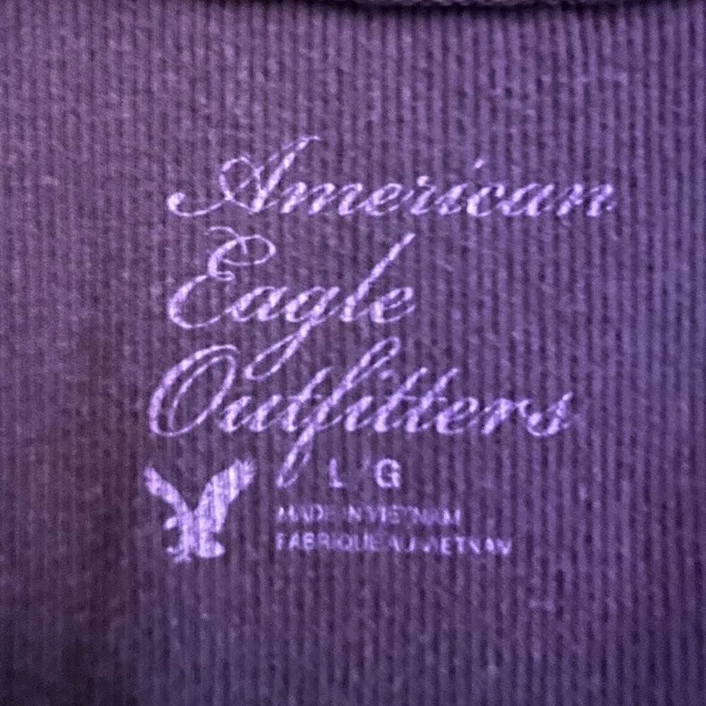 American Eagle Purple Ribbed Lace Trim Tank Top Sheer Back Womens Large Y2K - Picture 3 of 8